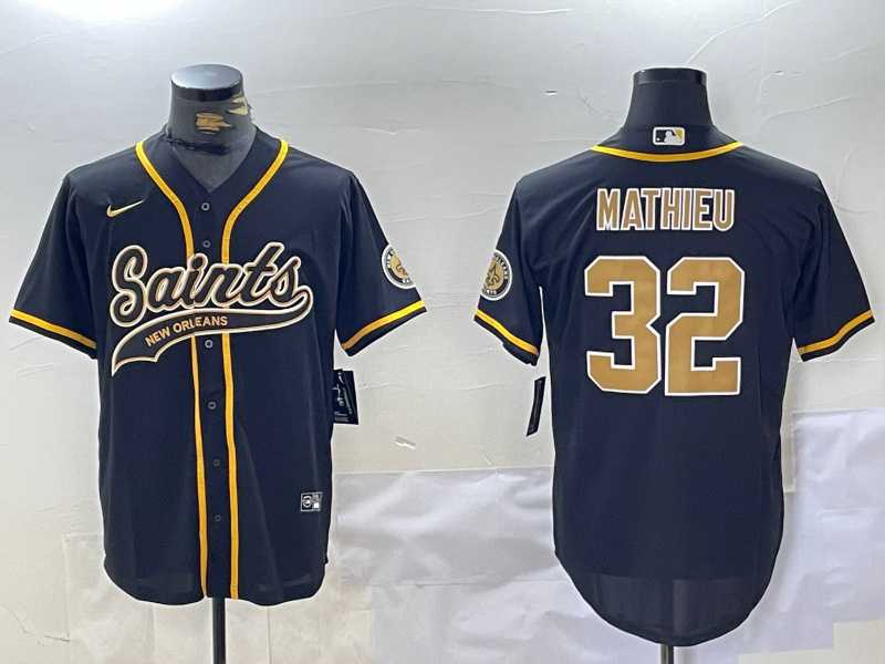 Men%27s New Orleans Saints #32 Tyrann Mathieu Black Cool Base Stitched Baseball Jersey->new orleans saints->NFL Jersey